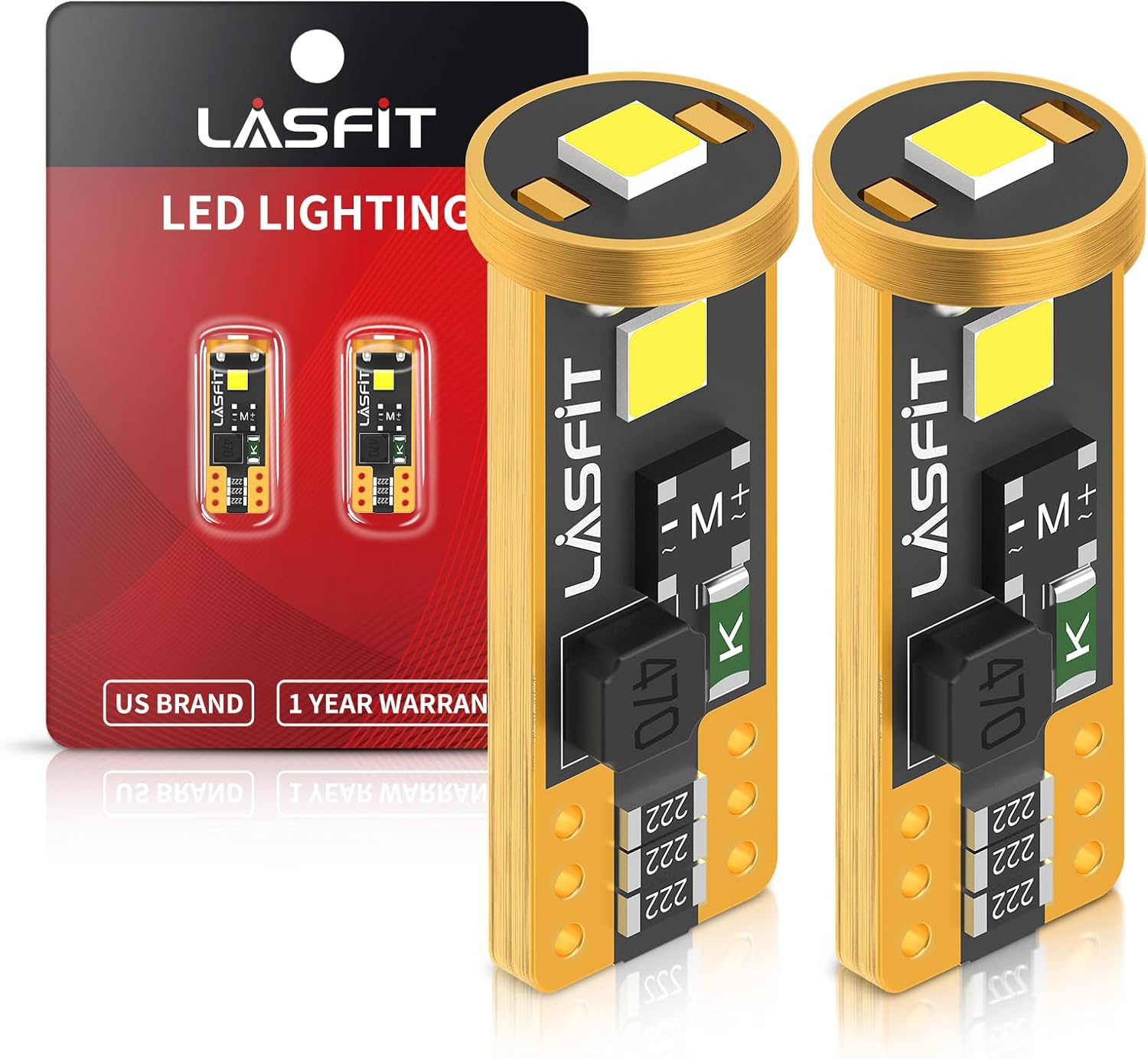 LASFIT 194 LED Bulb for License Plate Bulb White Bright,T10 168 LED Bulbs Canbus Error Free, 400LM 6000K 192 2825 W5W for Dome Map Trunk Cargo Lights (2-Pack)
