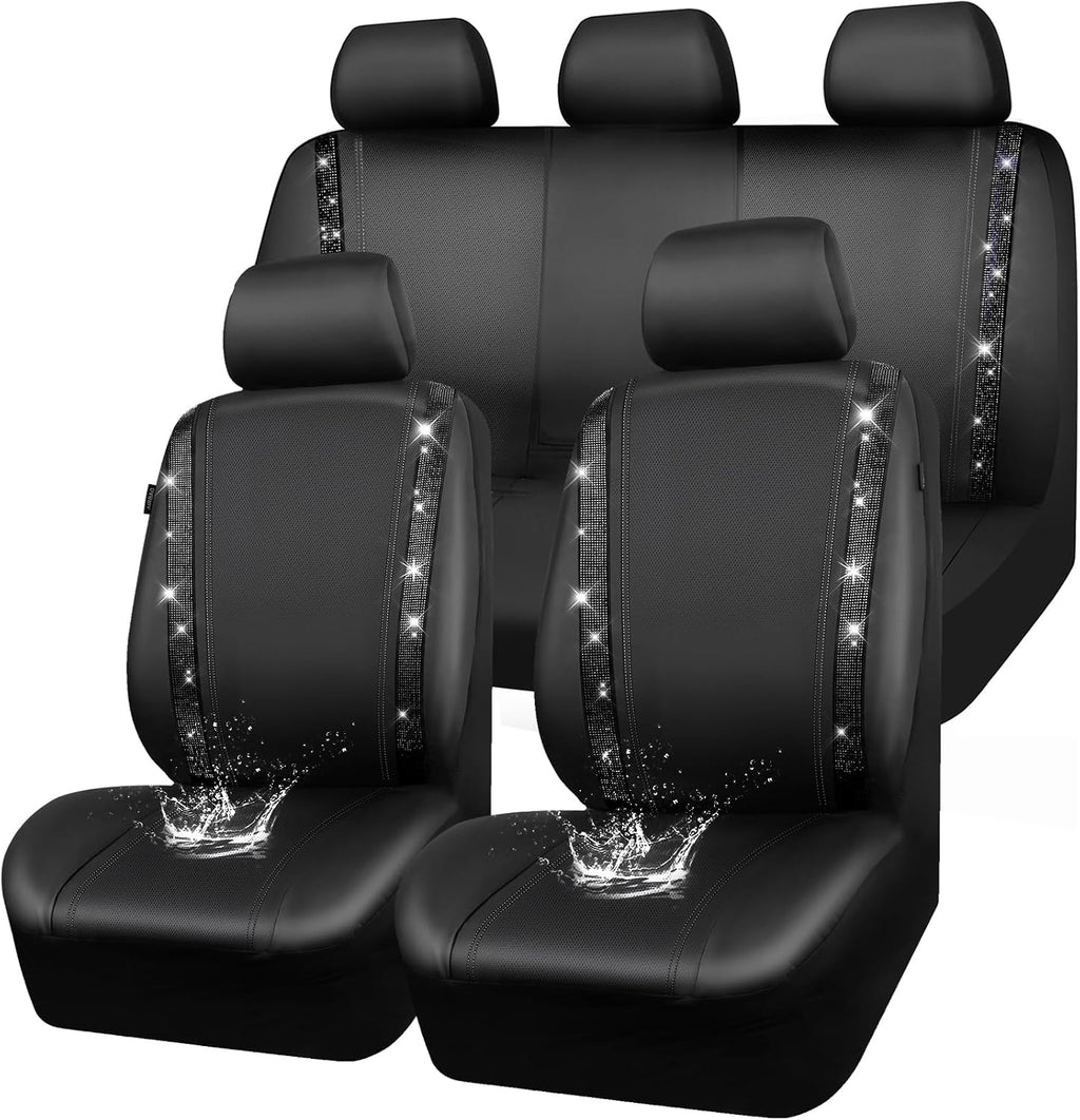 car pass leather bling diamond car seat covers, main product view