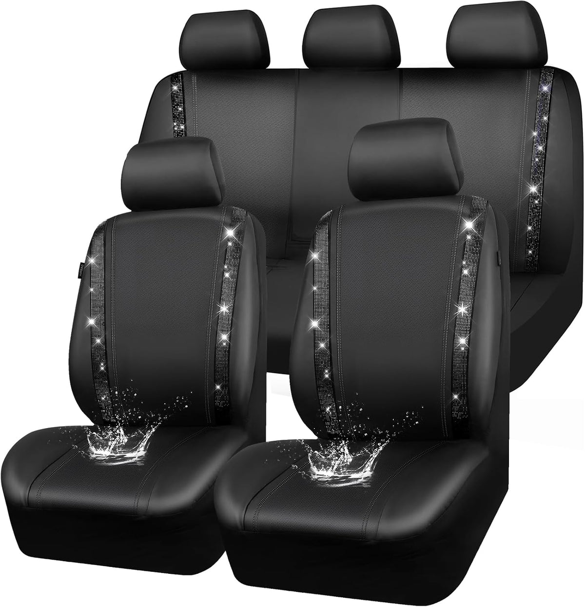 car pass leather bling diamond car seat covers, main product view
