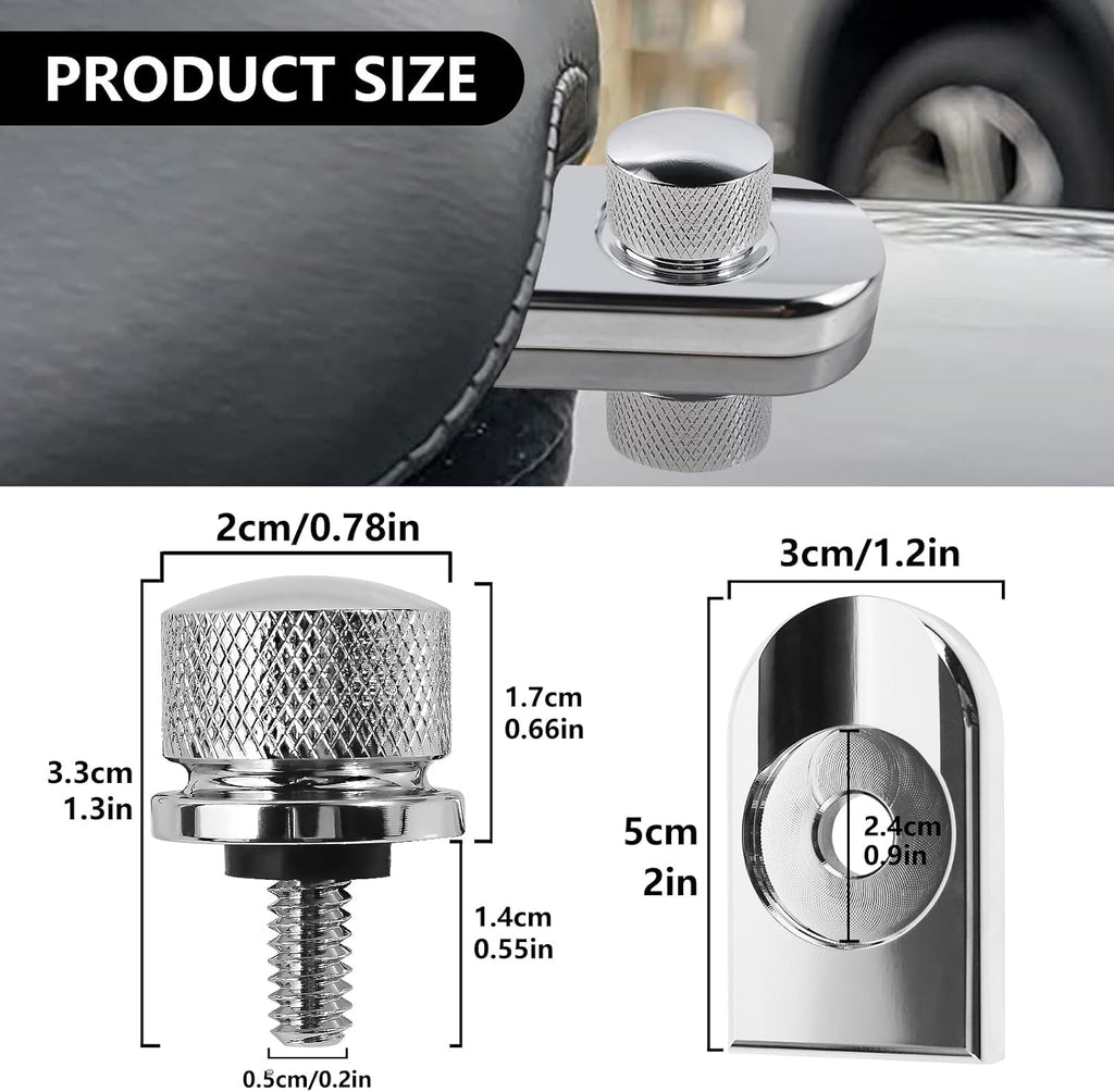 Silvery Chrome for Harley Seat Bolt | Stainless Steel Bolt/Screw with Mounting Knob Cover | Compatible for Harley-Davidson 1996-2024