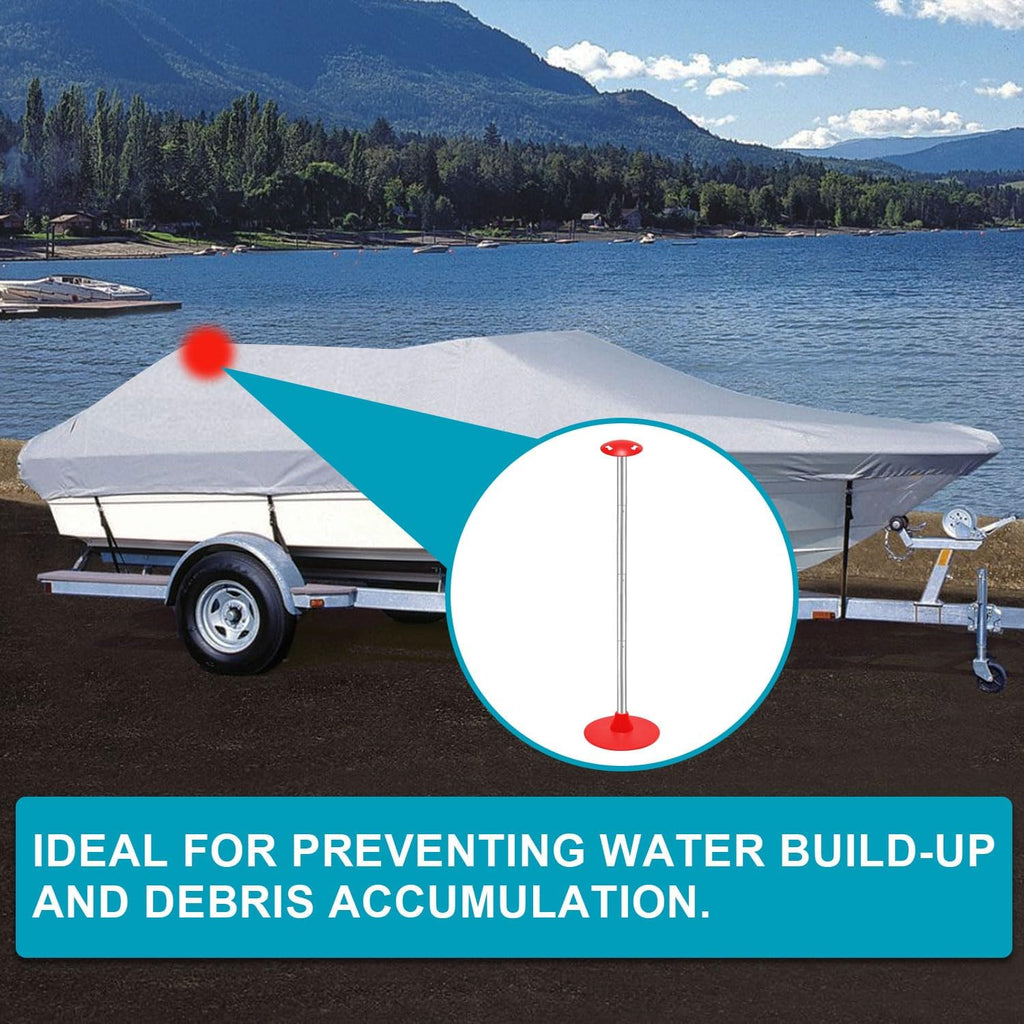 GOOSO 2 Pack Boat Cover Support Poles Height Adjustable Support Poles Pontoon System for V-Hull/Pontoon/Bass/Jon Boat Cover Accessories with 2 Blue/Red PE Ropes (red)