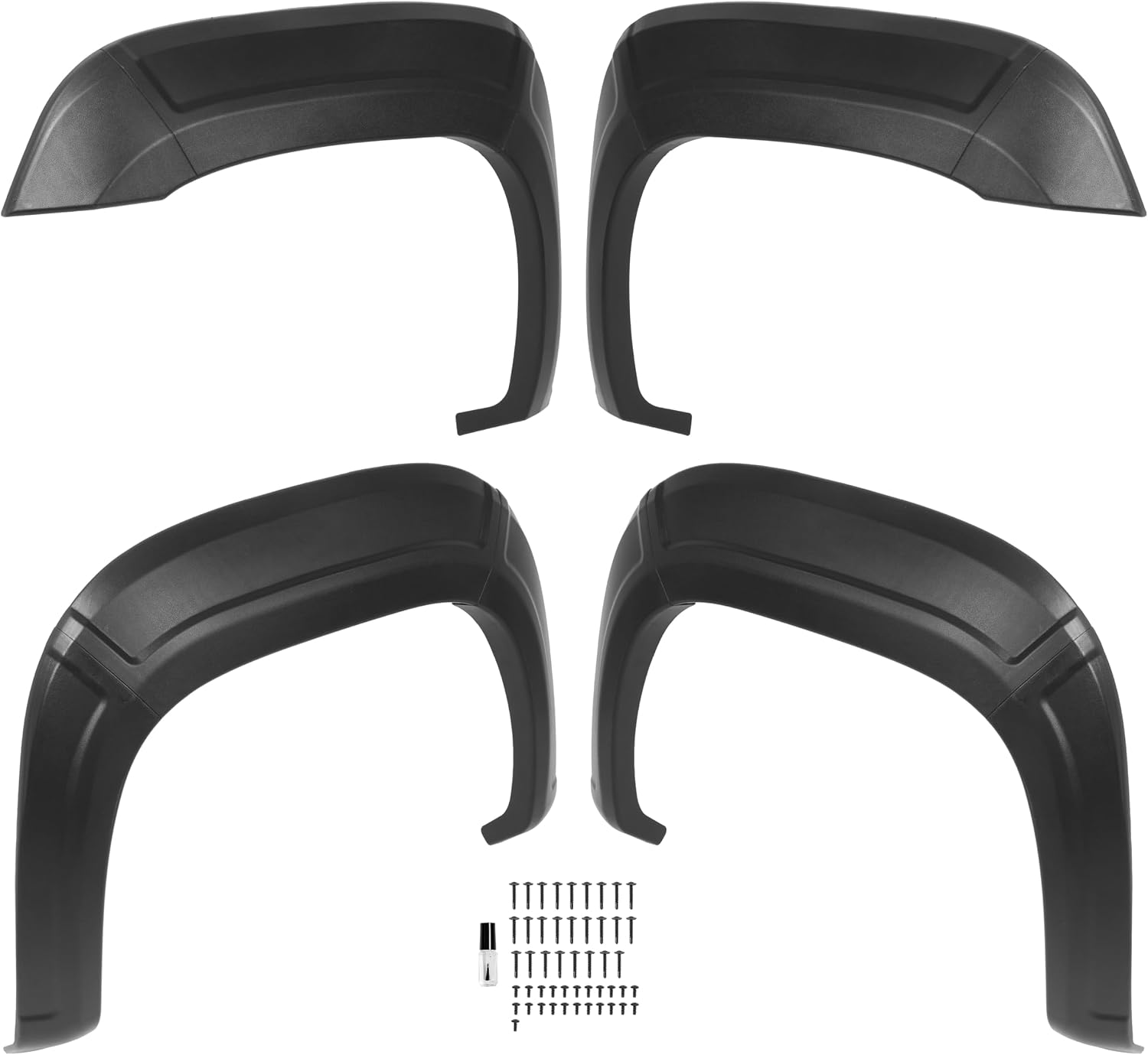 ALMULOO 4Pcs Fender Flares Compatible with 2007-2013 GMC Sierra 1500 2500 HD 3500 HD 6'6" bed Only Wheel Arch Covers Plastic(PP) Textured Black