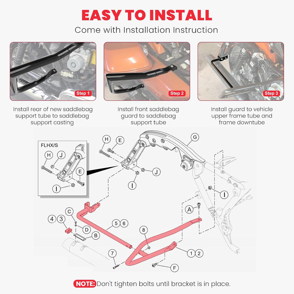 2014-2026 Rear Saddlebag Guard Crash Bar for Harley Touring Street Glide Road Glide Road King Electra Glide w/Cash Bar Support Bracket Kit