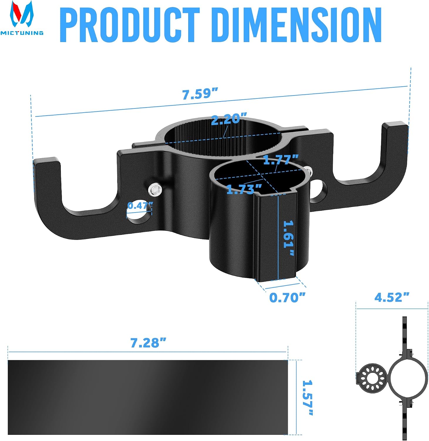 MICTUNING Upgraded Aluminum Trailer Chain Holder Organizer, 7 Way Plug Heavy Duty Trailer Chain Wire Harness Holder, Anti-Rust High Hardness RV Accessories