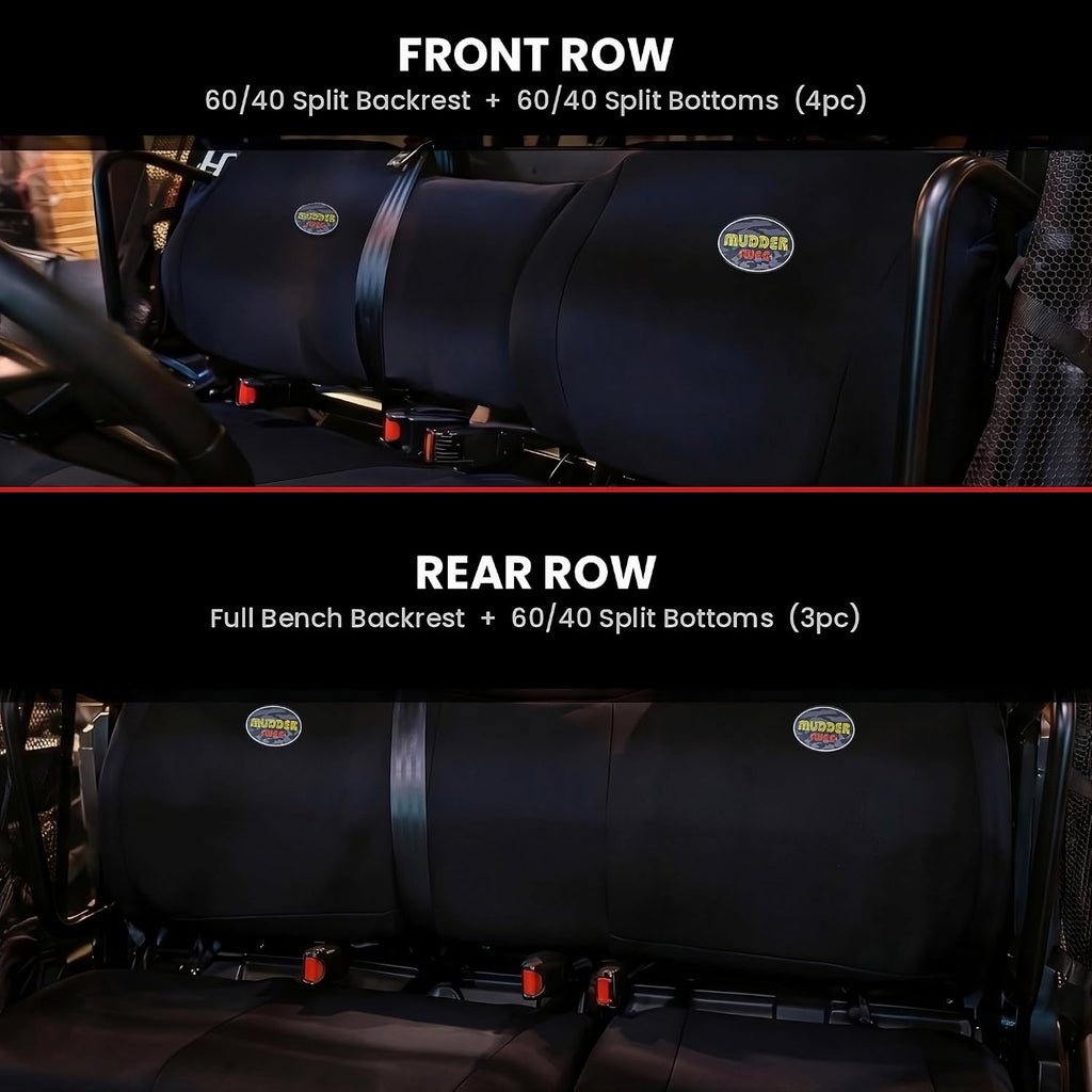 Padded Neoprene Seat Covers Compatible with Polaris Ranger Crew XP 1000 900 (2017-2026) 7pc Front + Rear Rows UTV Set, Black