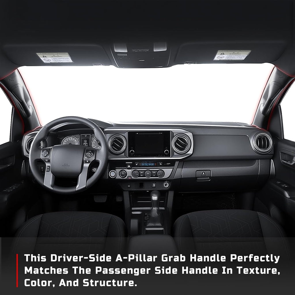 Driver Side A-Pillar Grab Handle for Toyota Tacoma 3rd Gen (2016-2023), OEM-Style Texture, Matches Passenger Side, Sturdy & No Creaking Noise, Easy Installation (Black)
