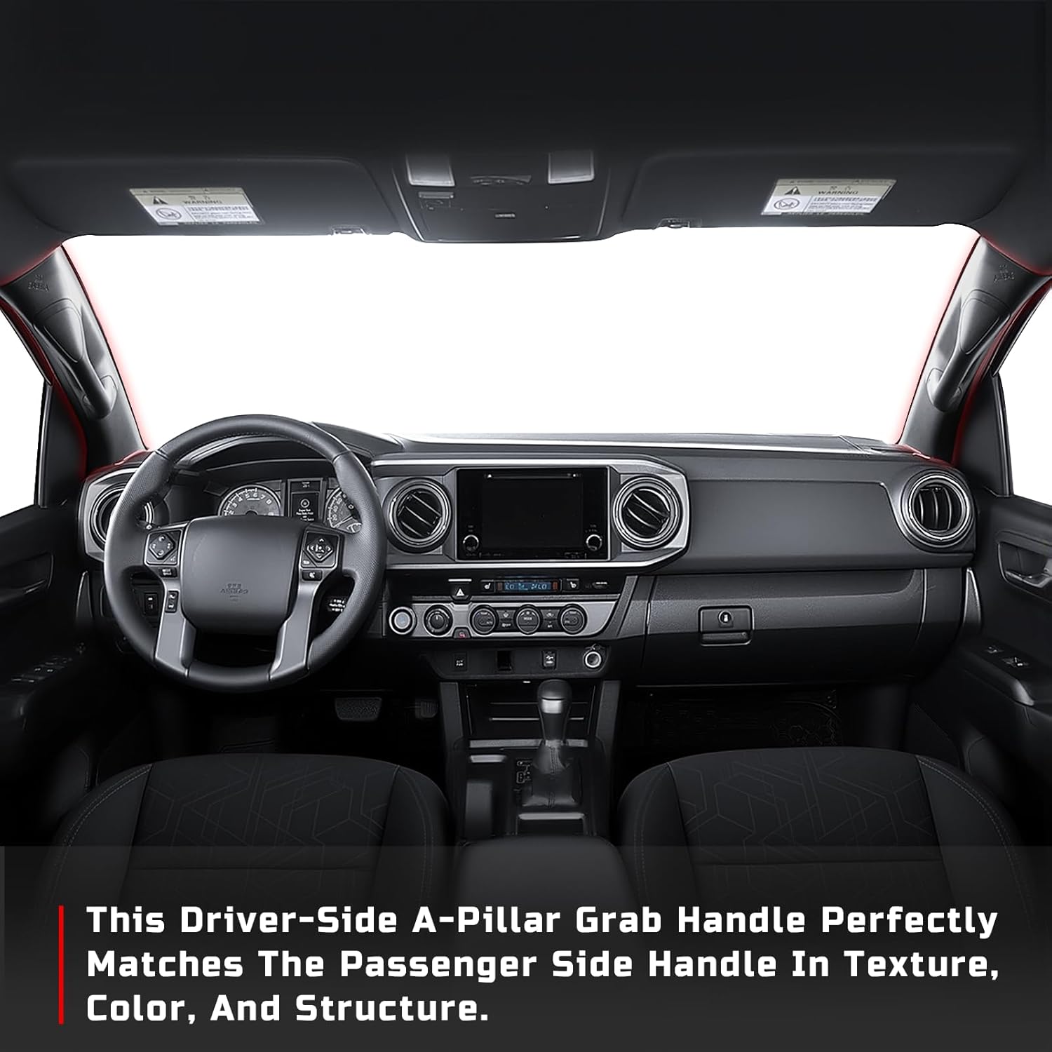 Driver Side A-Pillar Grab Handle for Toyota Tacoma 3rd Gen (2016-2023), OEM-Style Texture, Matches Passenger Side, Sturdy & No Creaking Noise, Easy Installation (Black)