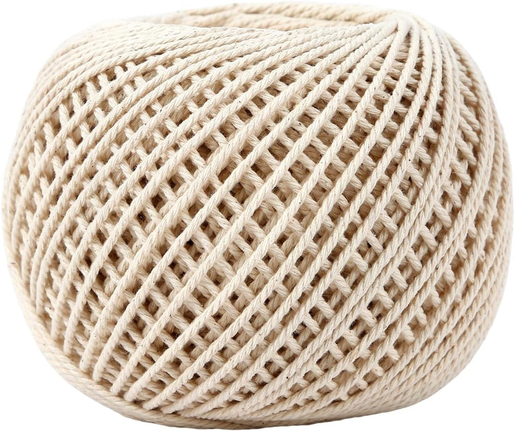 Natural White Cotton Twine String - 1.2mm x 200 Ft for Cooking, Baking & Butchering | Butchers Twine