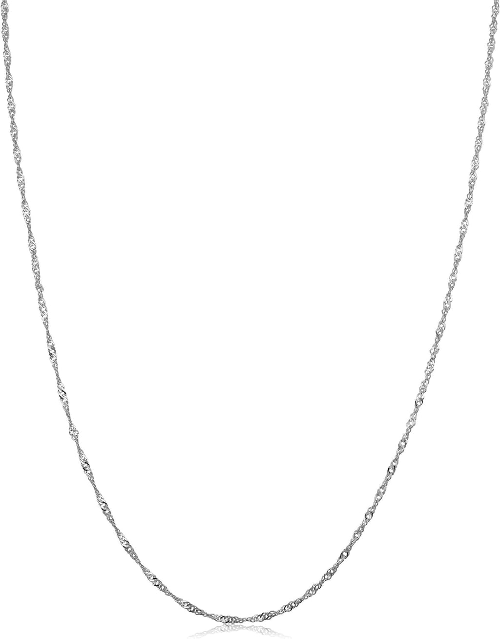 kooljewelry solid 14k white gold singapore chain necklace, main product view