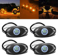 4 Pods LED Rock Light for Jeep ATV SUV Offroad Car Truck Boat Underbody Glow Trail Rig Lamp Underglow LED Neon Lights Waterproof 12V 24V Yellow Orange (Amber)