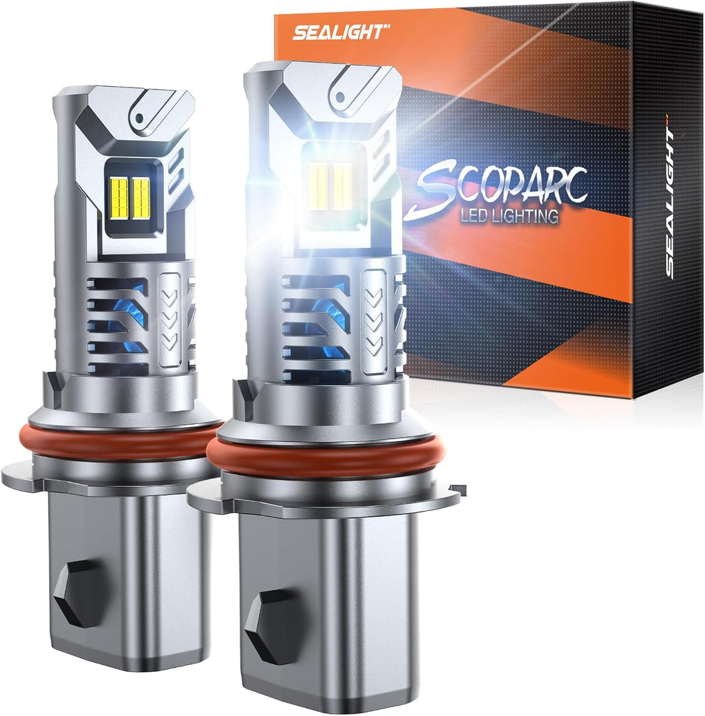 SEALIGHT 9007 Bulbs, 50000 LM HB5 Fog Light Bulbs, 1:1 Design, 6500KCool White