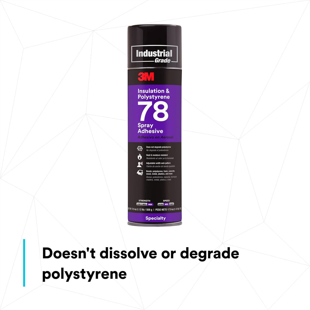 3m polystyrene foam insulation spray adhesive 78, clear, package contents