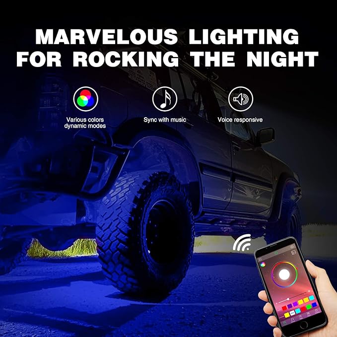 Nilight RGB LED Rock Lights Kit 8 pods Underglow Neon Multicolor - Image 2