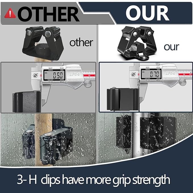 3-H Stainless Steel Broom Holder Wall Mount 6-Pack- Heavy Duty Mop Organizer - Image 2