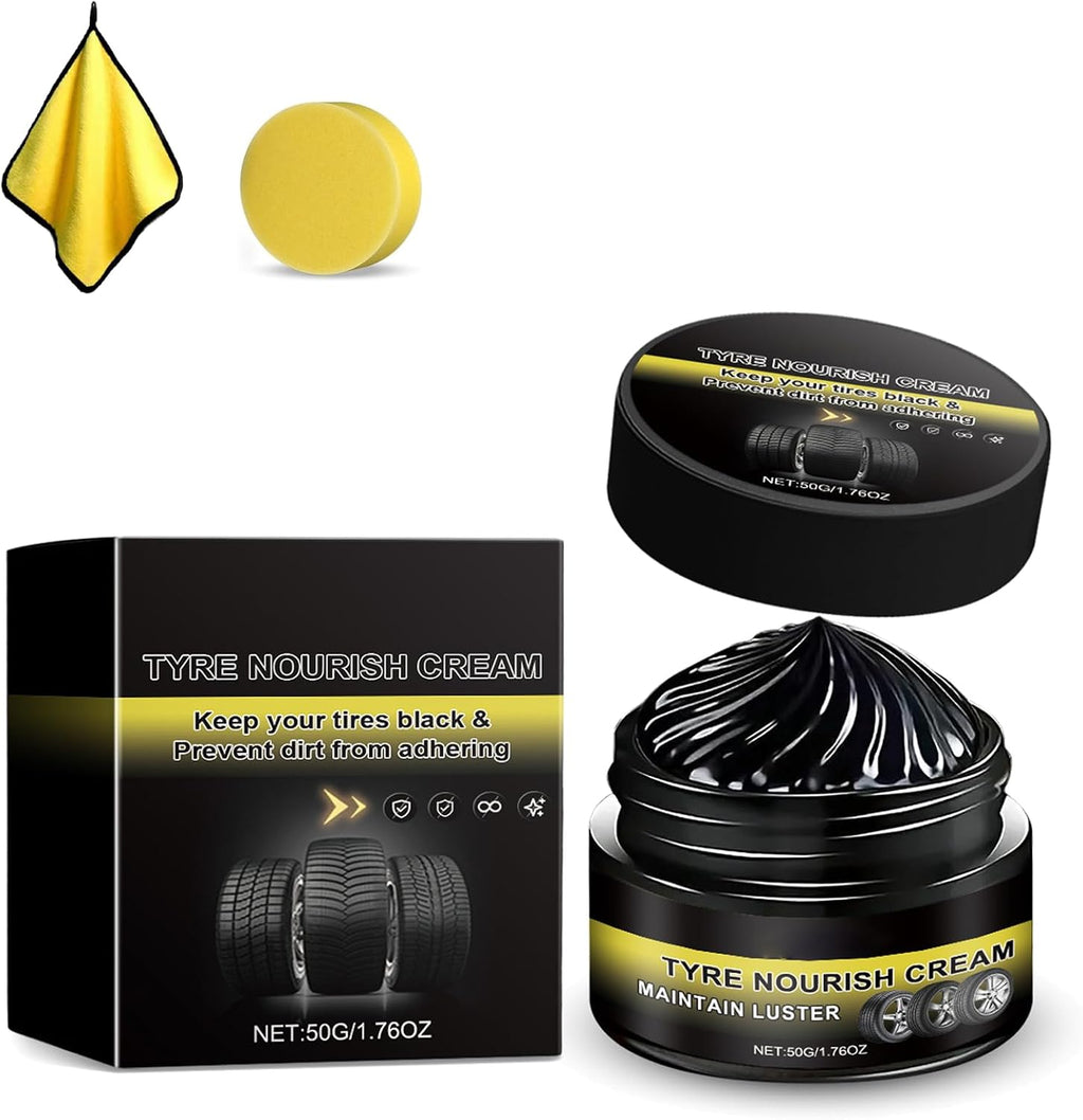 Tyre Nourish Cream, Powerful Wheel Cleaning Refurbish Wax, Restores Black Gloss for Cars, Uv Protection And Waterproof Coating, Long-Lasting Tire Shine Gelfor for Car Tires (1pcs)