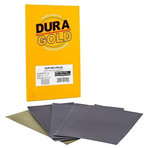 Dura-Gold Premium 3-2/3" x 9" Wet or Dry Sandpaper, Grits 800, 3000 - Image 2