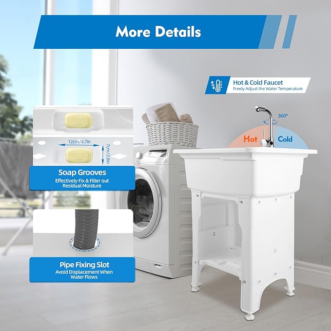 Freestanding Utility Sink Plastic Laundry Tub Sink - Image 3