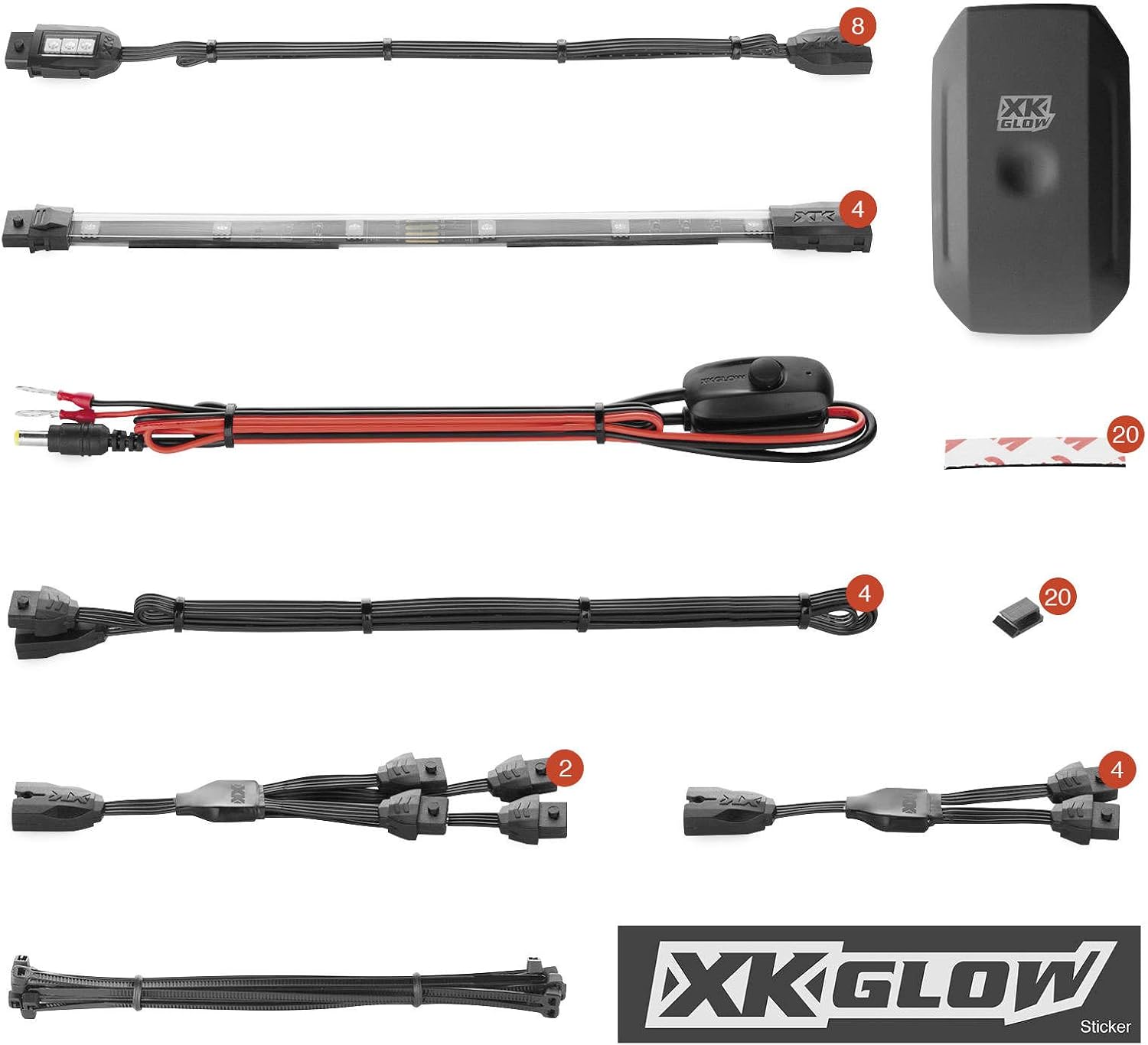 XK Glow KS-MOTO-STANDARD Standard Chrome App Controlled Light Kit