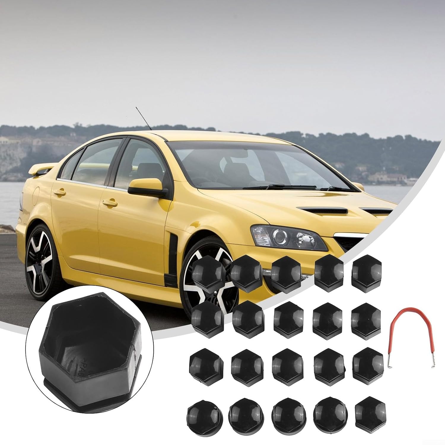 20 PCS Wheel Lug Nut Covers 19Mm for Vauxhall Astra J K for Mokka for Insignia B for Zafira C for MERIVA Black Plastic Cap Set with Removal Tool Suitable for 19MM Wheel Bolts Matte Finish DIY Install