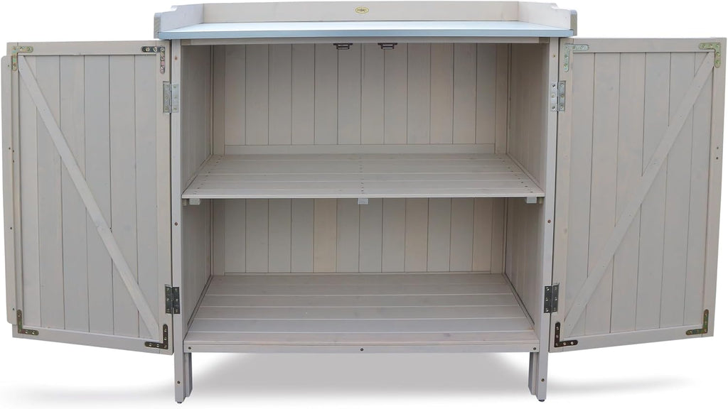 habau lino 3095, garden storage cabinet, potting bchen on a desk or shelf