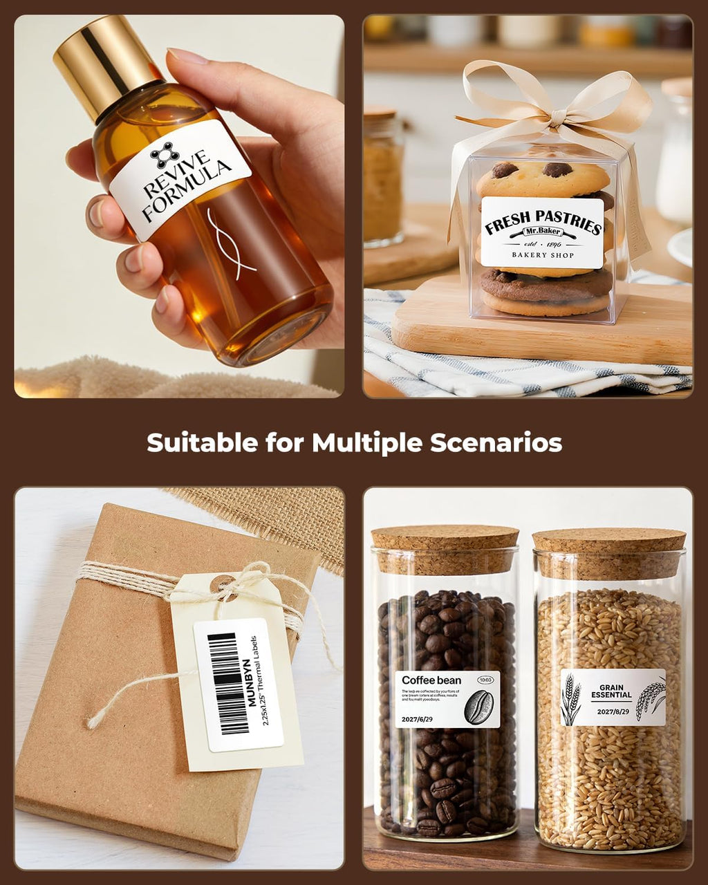 munbyn 2.25x1.25 thermal labels, 10 rolls/10000pcs, white on a desk or shelf