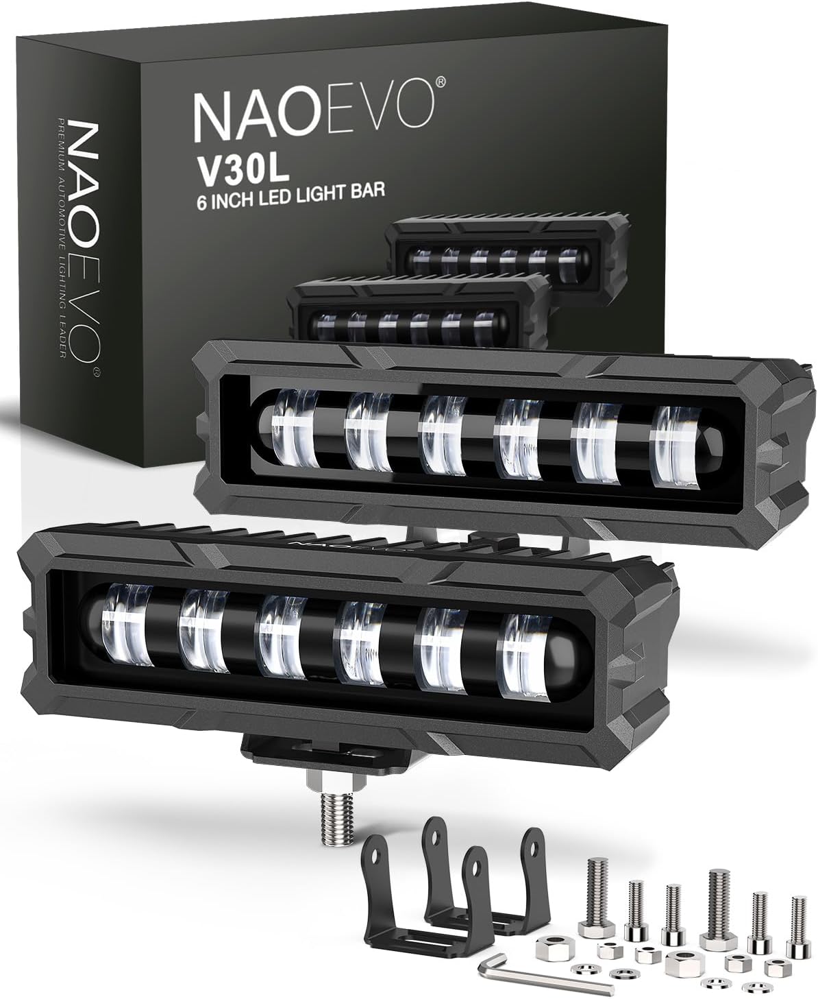 naoevo 6 inch led light bar, lens spot, main product view