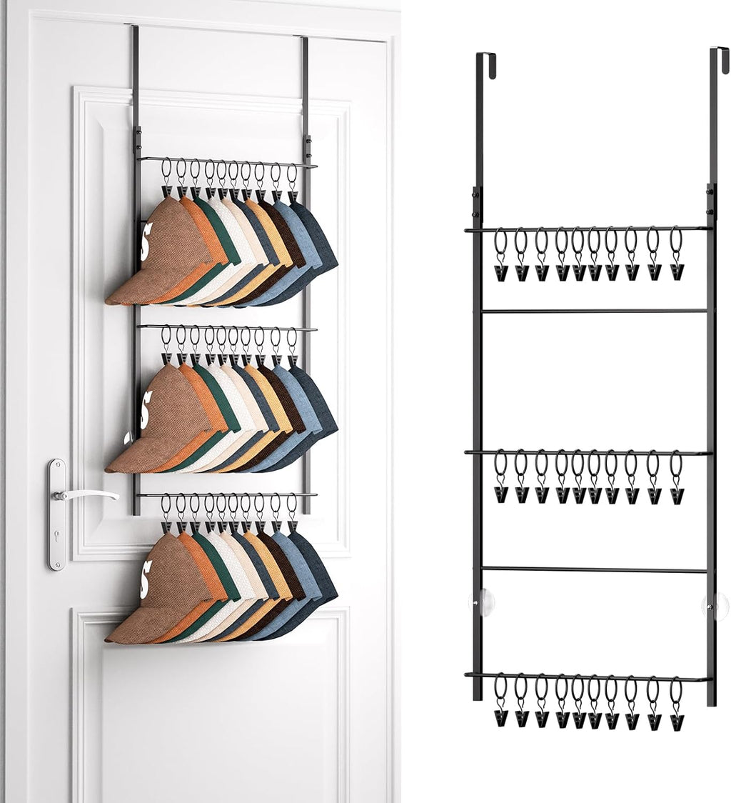 hapirm over door hat rack - 3 tier shown in use
