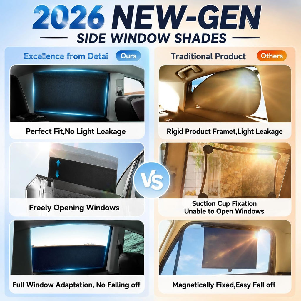 Car Window Shades for Baby (100% UV & Sun Block) Car Side Windows Covers Sun Shades for Baby in Car,Easy-Install Nano Ice-Crystal Coating-Universal Fit (Medium),2 Packs