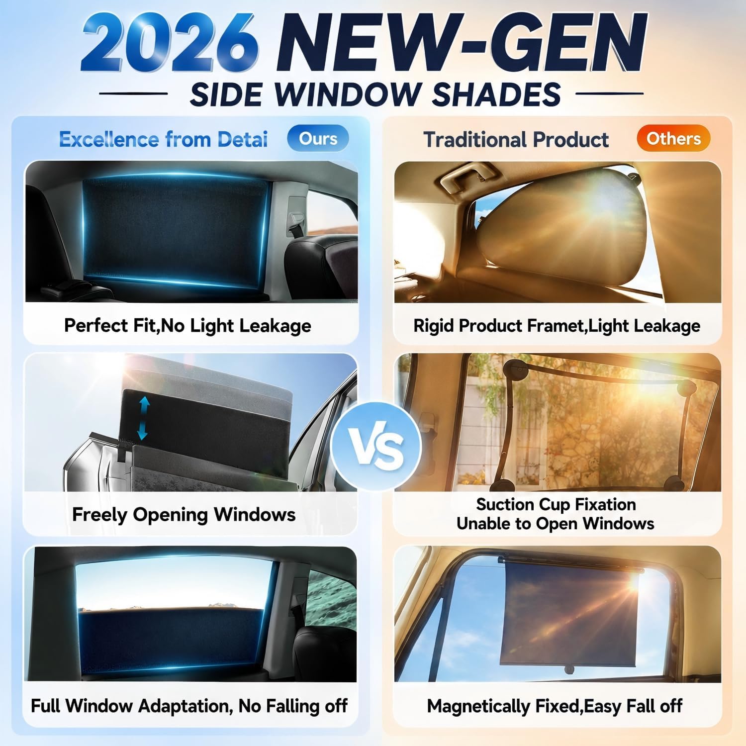 Car Window Shades for Baby (100% UV & Sun Block) Car Side Windows Covers Sun Shades for Baby in Car,Easy-Install Nano Ice-Crystal Coating-Universal Fit (Medium),2 Packs