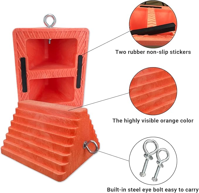 2 Packs Wheel Chocks Heavy Duty Orange