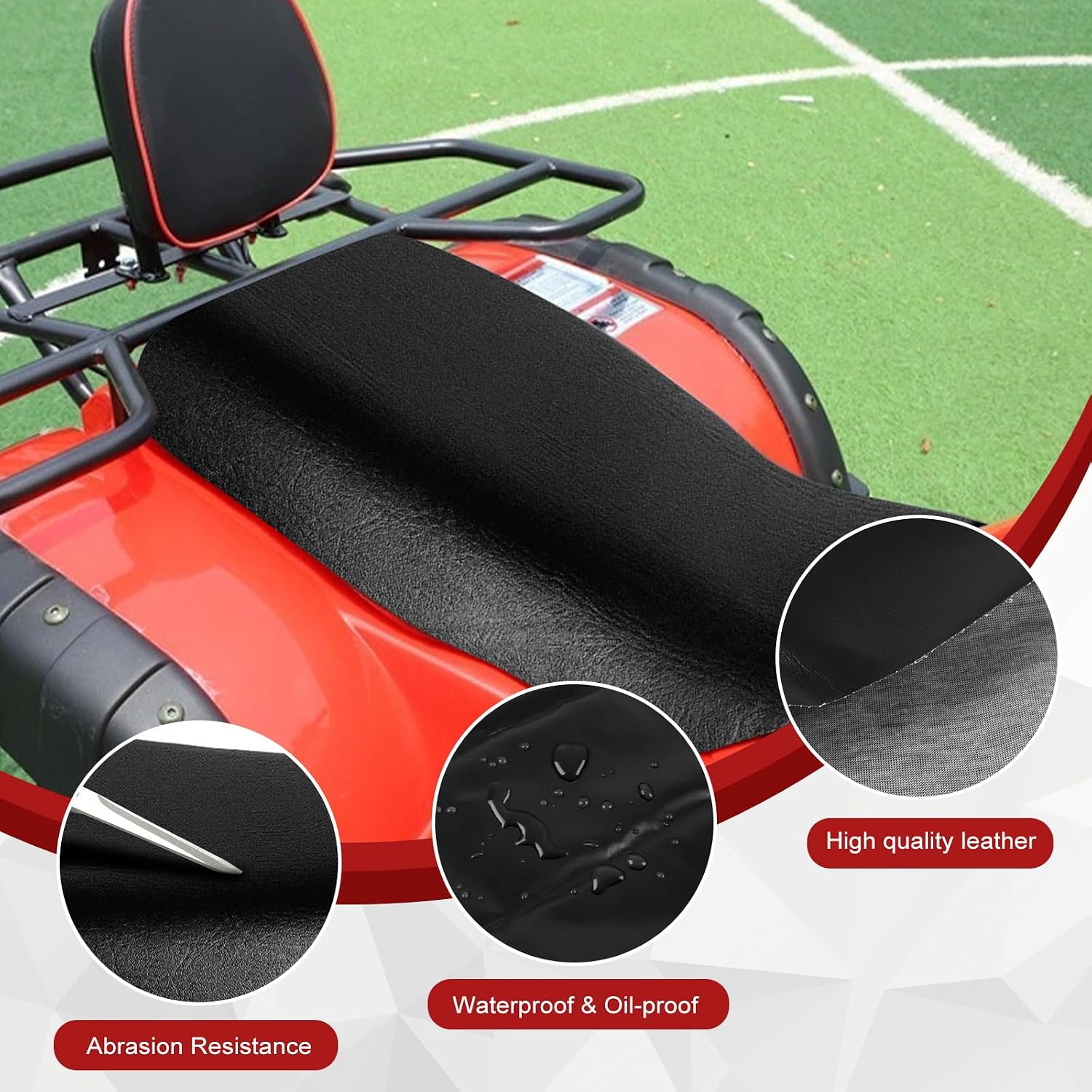 ATV Leather Seat Cover Replacement for 1988-2000 Honda Fourtrax 300 ATV Seat Accessories Black