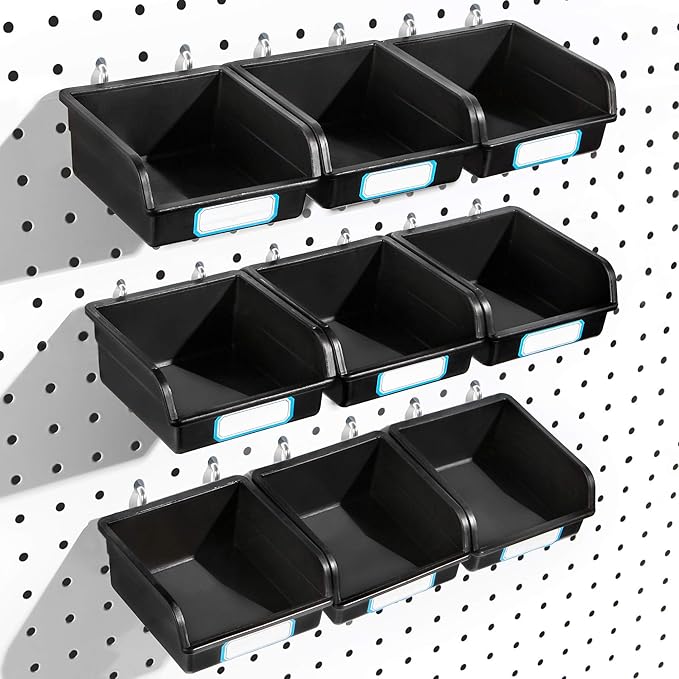 FRIMOONY Pegboard Bins with Hooks and Labels, by FRIMOONY