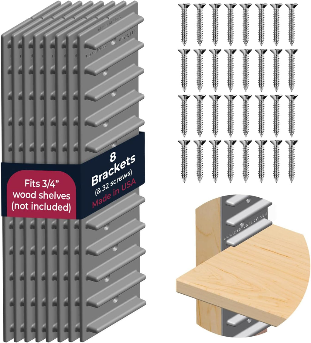 made in usa ezstudrack adjustable shelf brackets, 8-pack, main product view