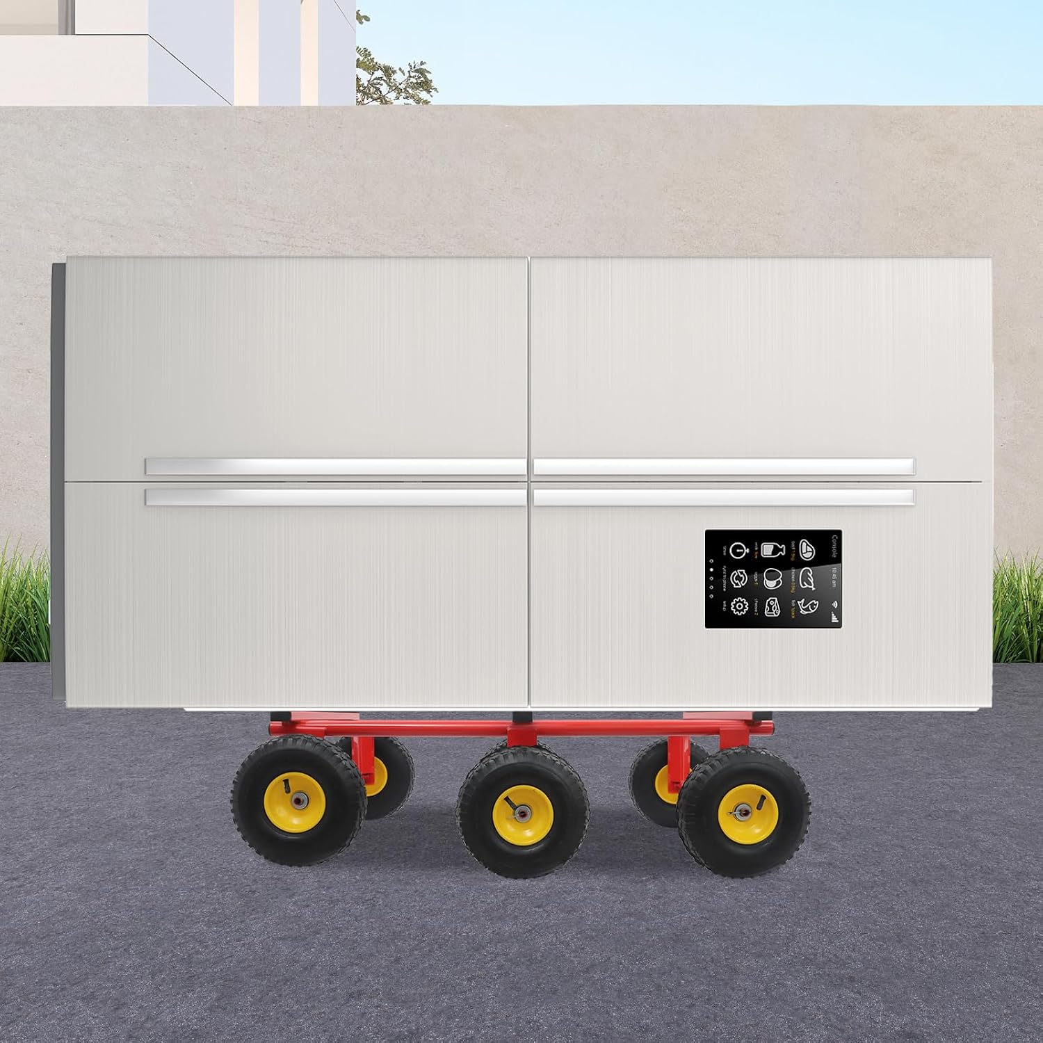 6-Wheel All-Terrain Mover, Heavy Duty All Terrain Dolly with Pneumatic Tires and End Cap, 1200LBS Load Capacity, Carbon Steel Furniture Moving Dolly for Logistics, Decoration 40"X21.93"