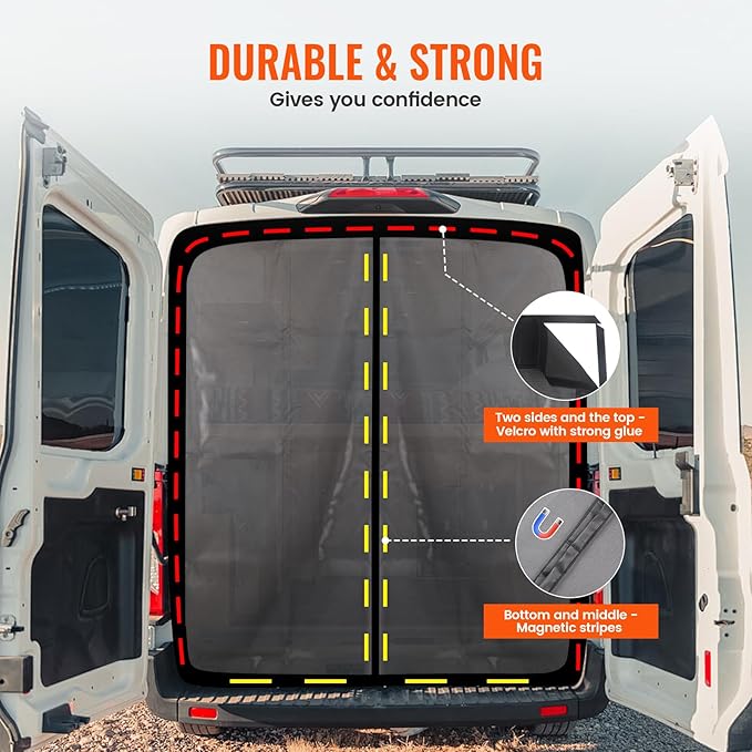 65''H x 65''W Van Bug Screen Universal Size Rear Door Window Covers - Image 4