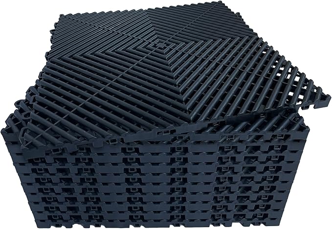 24 Pack 16"x 16"Interlocking Garage Floor Tiles, Modular Drainage Floor Mat by HTWELL