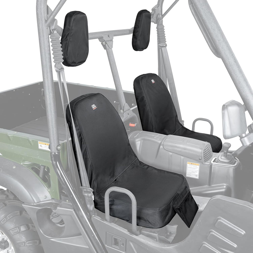 KEMIMOTO UTV Seat Cover with Drain Holes - 1680D Oxford Heavy-Duty & Water-Resistant Compatible with Hisun/Axis 500 700, Massimo MSU500 MSU700, Coleman UT500 UT700, Headrest Covers Included 2-PC Set