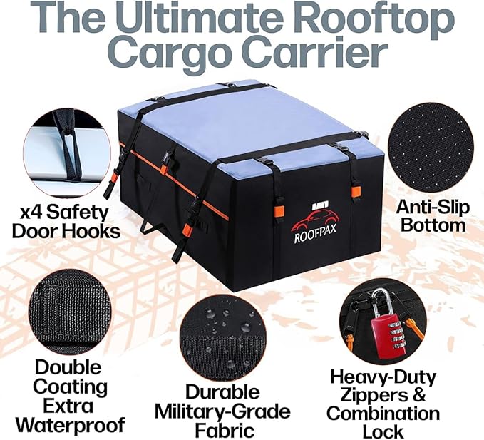 RoofPax Waterproof 19 Cubic Feet Rooftop Cargo Carrier Bag – Heavy Duty Car - Image 4