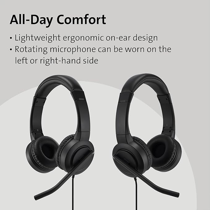 Kensington H1000 USB-C On-Ear Headset, 270° Rotating Noise-Canceling Microphone - Image 3