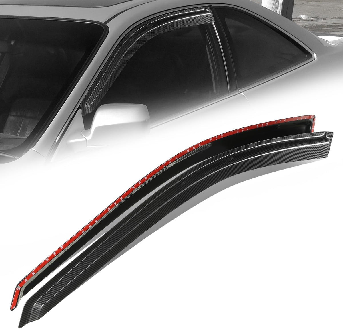 Auto Dynasty 2Pcs Carbon Fiber Pattern Window Visors Compatible