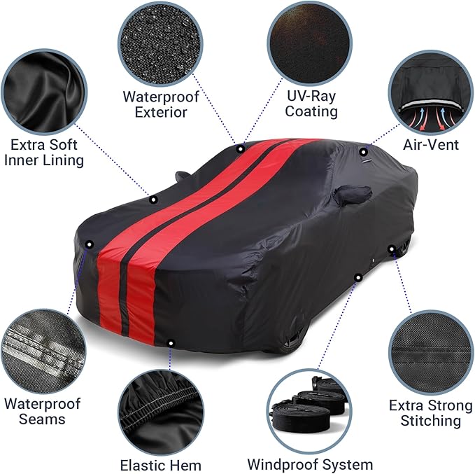 iCarCover Custom Car Cover for Pontiac Sunbird 2-Door Waterproof All-Weather - Image 4