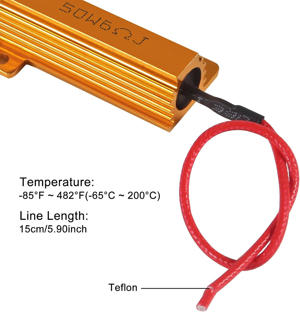 10pcs 50W 6ohm Load Resistors, Fix LED Bulb Fast Hyper Flash Turn Signal Blink Error Code for Flickering LED Turn Signal Light LED License Plate Lights DRL