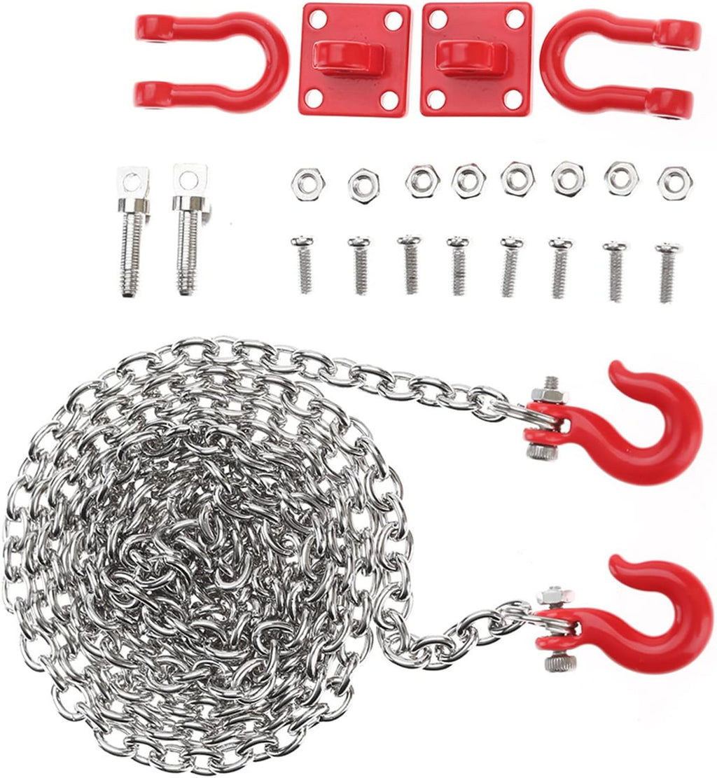 RC Tow Hook Chain, Metal Lightweight Durable, with U Shaped Pull and Buckle Components, for 1/10 Scale RC Crawler Car Hsp