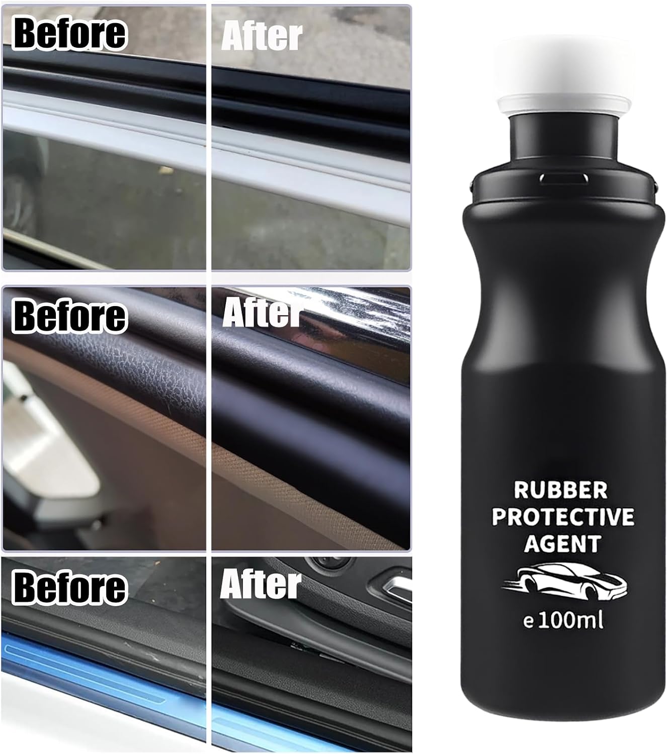 XIRUJNFD Car Rubber Seal Protectant, Rubber Seal Conditioner, Rejuvenates Color & Flexibility of Old & Dry Seals, for Car Door Seals, Windows, Hoods, Trunks (1 Set)