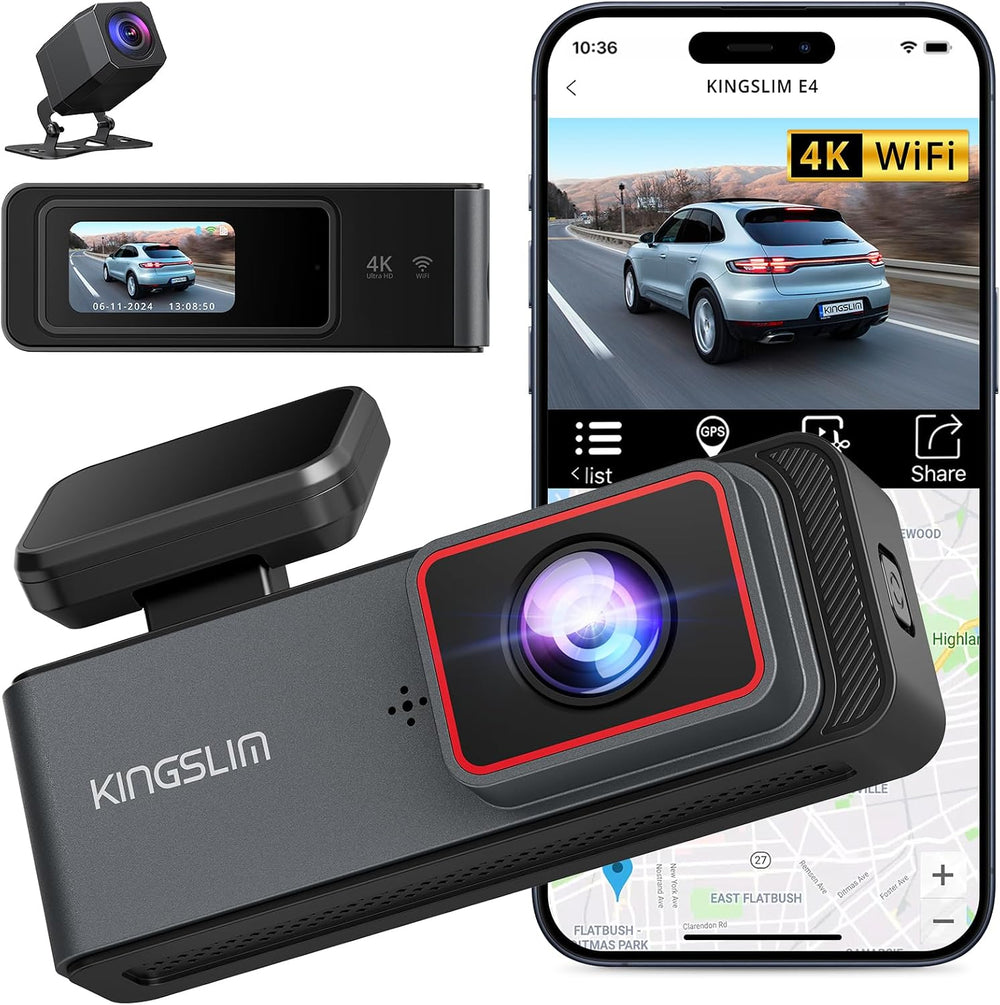 Dash Cam Front and Rear Camera 4K+1080P, Kingslim Dash Camera for Cars Built-...