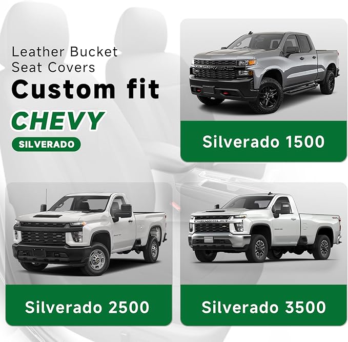 GIANT PANDA Fit Chevy Silverado 1500 2500 3500 Front Car Seat Cover, 3D Air - Image 7