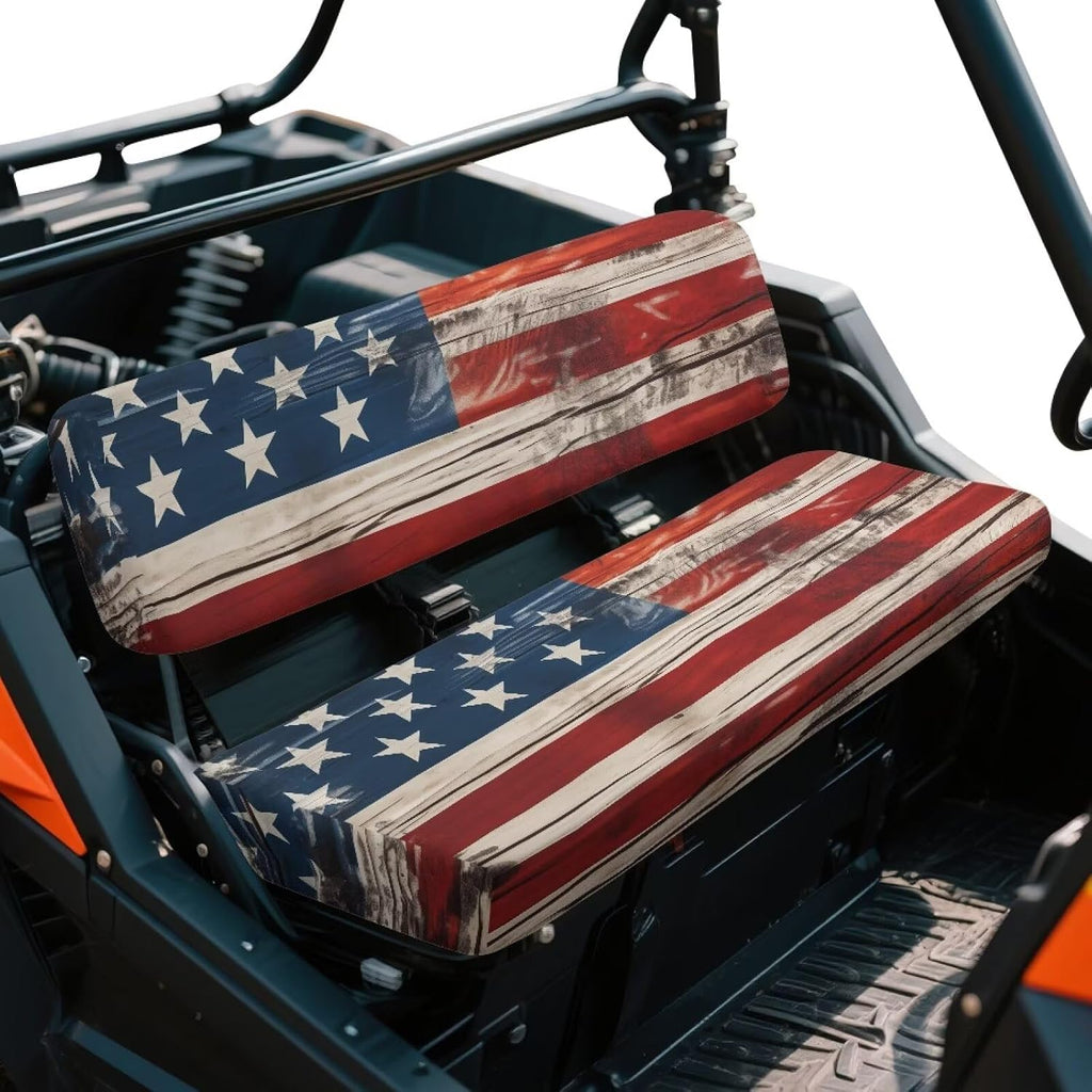American Flag UTV Bench Seat Covers Heavy Duty Polyester Easy Clean UTV Seat Cover Set for Kawasaki Mule 3010 3020 4010 4x4 FE 2021-2025, for 2 Passengers
