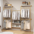 homekayt industrial pipe clothes rack with shelves, gold, main product view