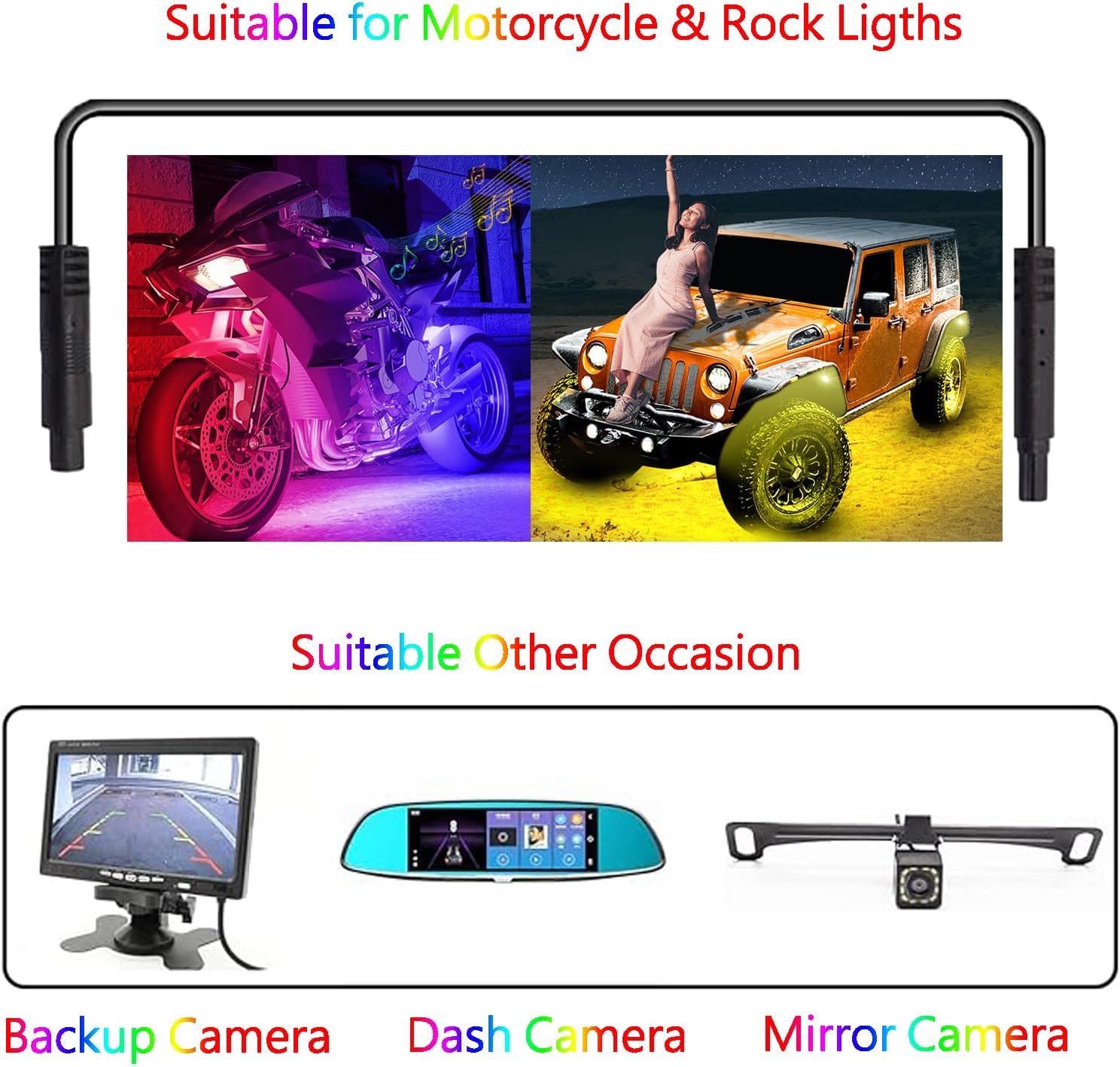 4 PCS Rock Light Extension Wire,4 Pin LED Extension Cable,Neon Accent Kits RGB LED Light Extension Cable for Trucks Motorcycle Car ATV Strip Rock Lights (4 PCS 78 Inch)