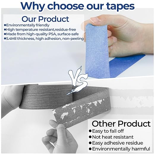 10 Rolls Blue Painters Tape 2 Inch, Bulk Masking Master Tape 60 Yards, Wall
